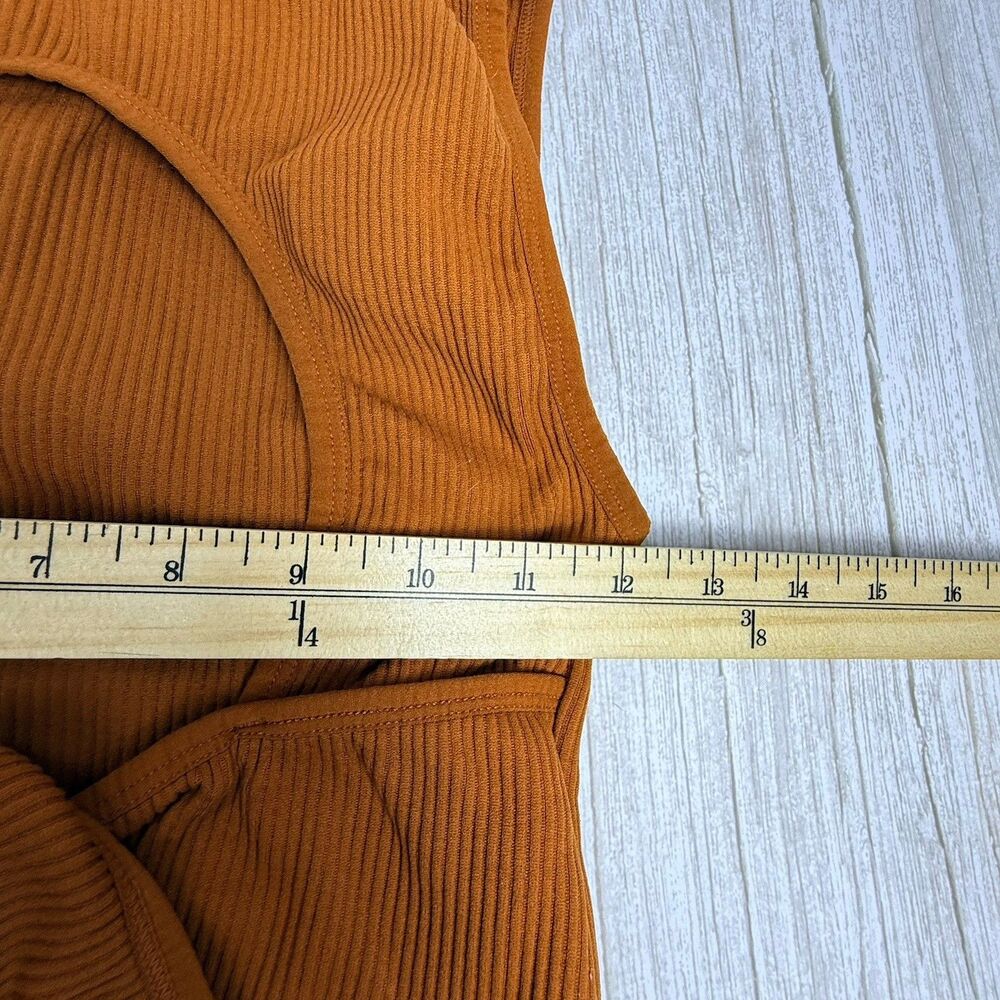 Spiritual Gangster Women's M / L Rust Orange Ribbed Cross Back Sports Crop - Picture 6 of 6